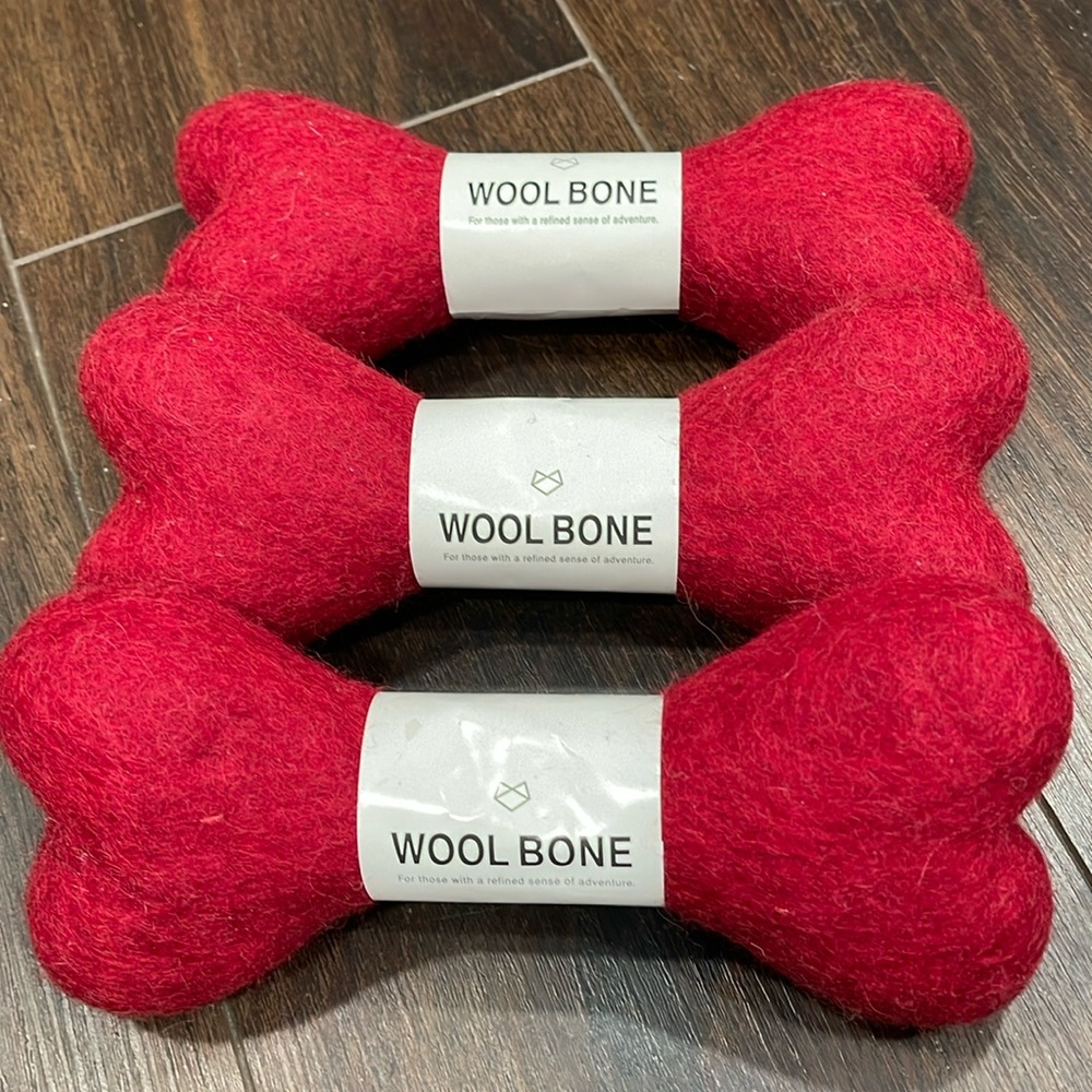 NWT Wool Bone Red (Merlot) Dog Toy Lot of 3 Modernbeast *Benefits Animal Rescue*